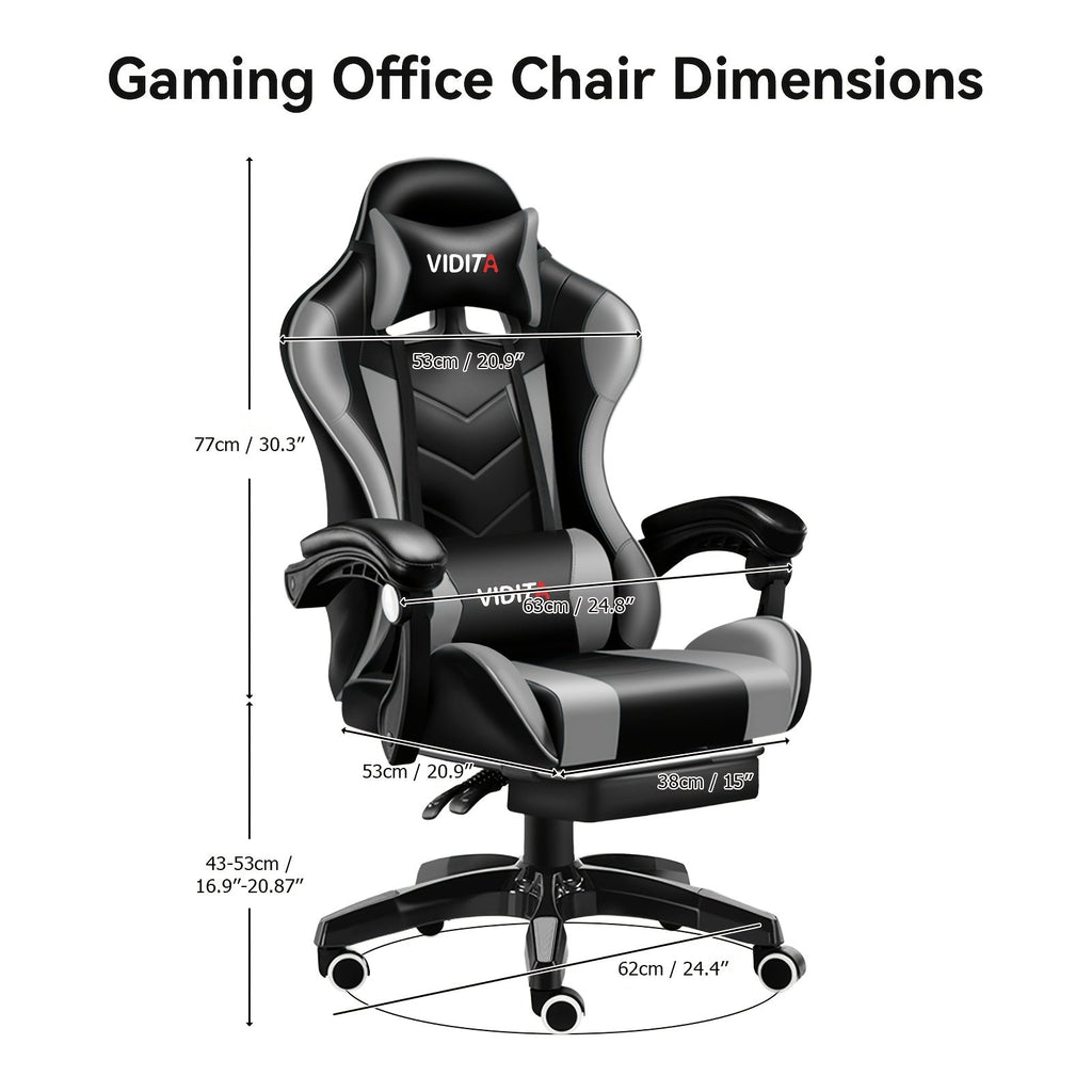 Gaming Chair High Back Ergonomic Racing Chair with Footrest & Lumbar Support – Adjustable Recline Swivel Computer Office Chair, 8 Colors
