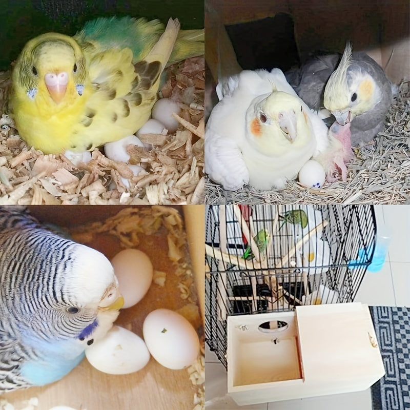 Wood Bird Nesting Box for Parakeets Budgies & Cockatiels Natural Wooden Breeding Box Cozy Bird Cage Accessory – Safe Nesting Habitat for Small Pet Birds