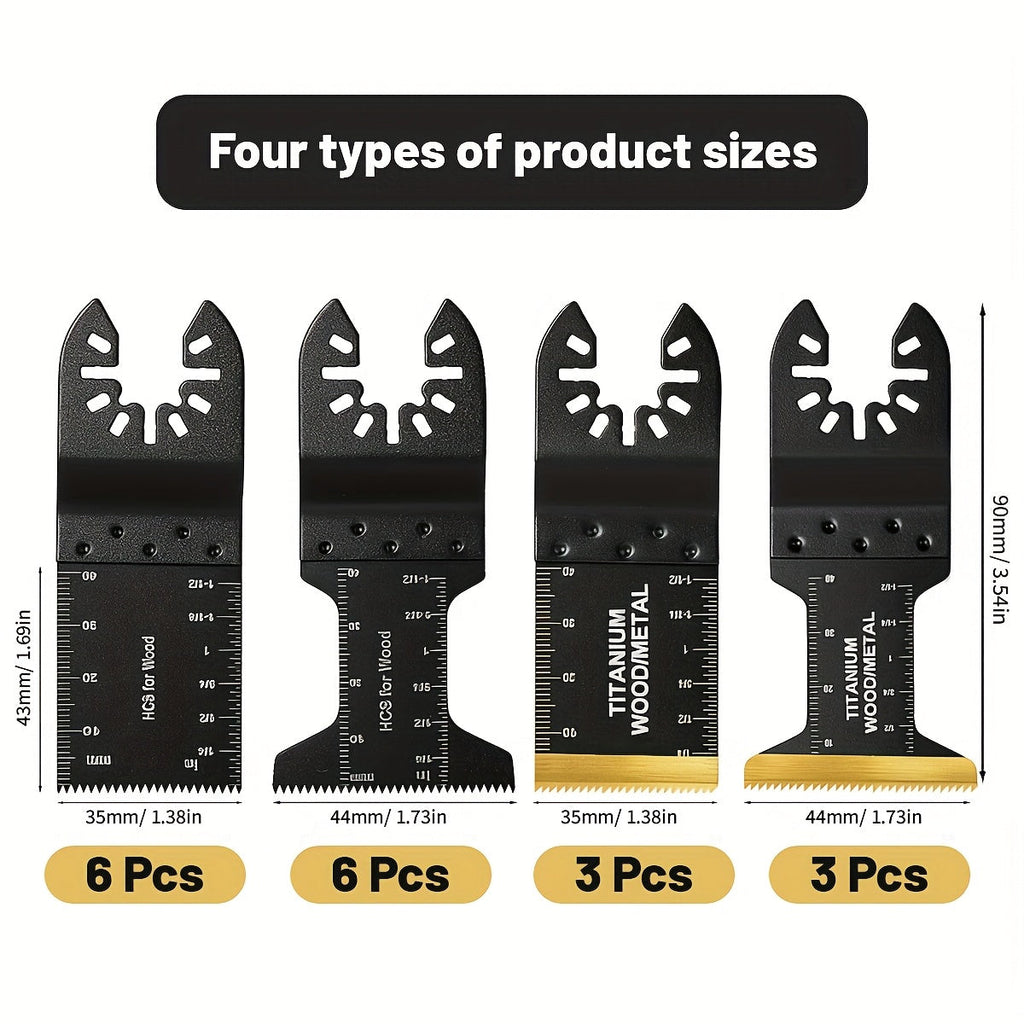 Titanium Oscillating Saw Blades Universal Quick Release Multi Tool Blades Set – 18/28/36/50 Pcs, Cuts Metal, Wood & Plastic, Compatible with Dewalt, Makita, Bosch & More