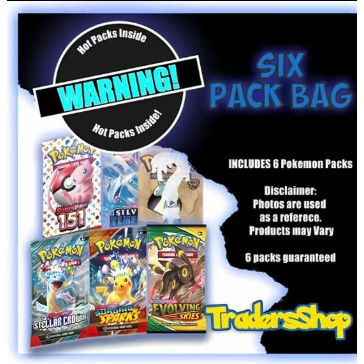 Pokemon TCG Mystery 6-Pack Bag – 6 Guaranteed Authentic Booster Packs from Mixed Eras (Vintage to Modern), English or Japanese, Surprise Bundle Gift for Pokemon Collectors & Pack Openers