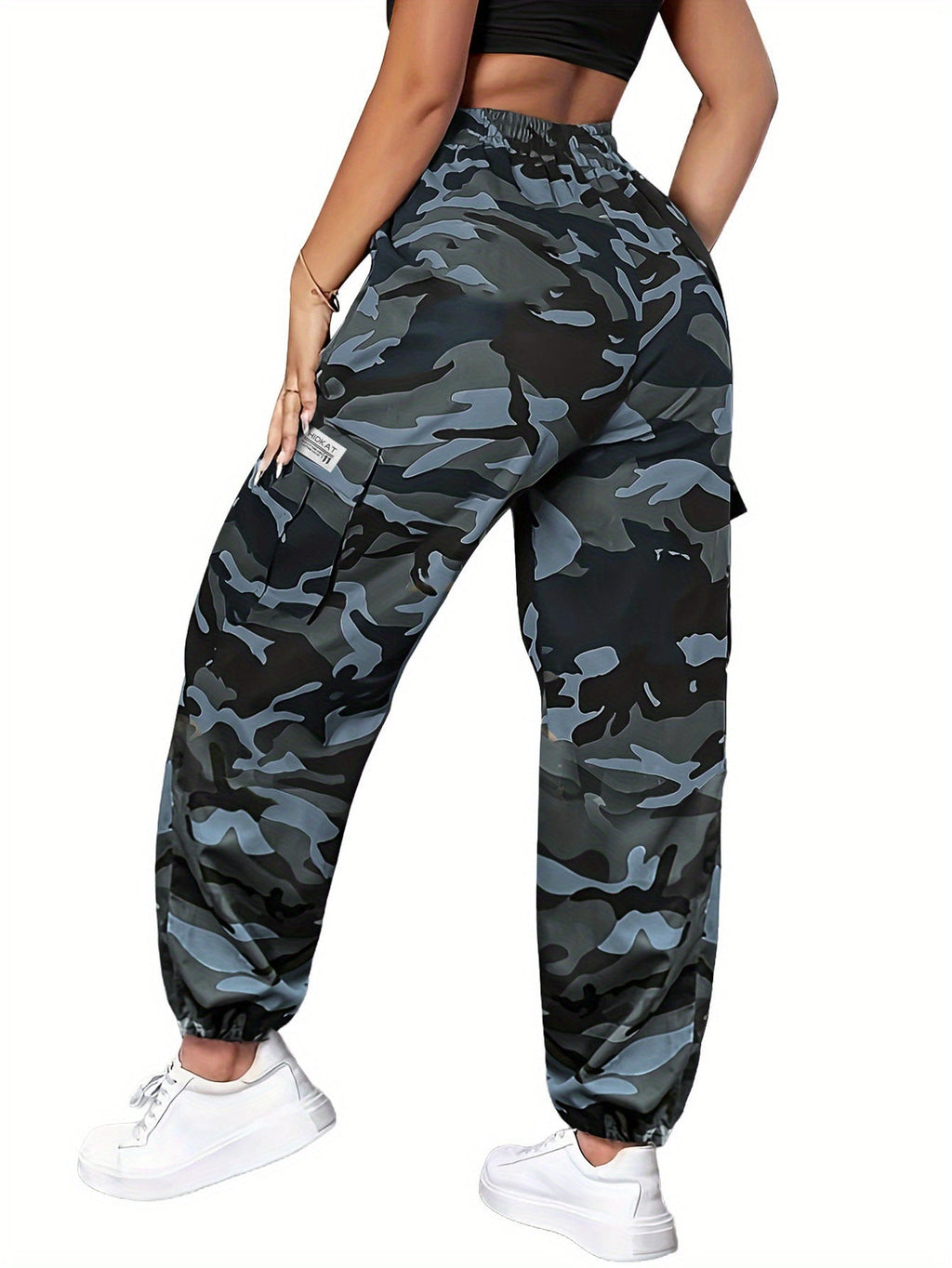 Women's Camo Cargo Pants – Lightweight Breathable Hiking Outdoor Casual Long Pants Multi-Pocket Elastic Waist XS-XXL Camouflage