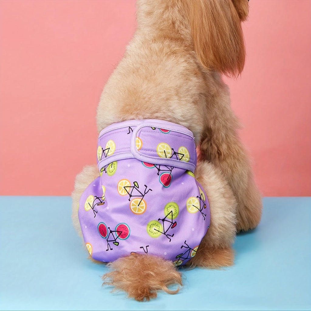 Dog Physiological Pants Washable - Female Dog Menstrual Underwear & Reusable Pet Diaper Panties, Breathable Comfortable Fit for Small Medium Large Dogs, Cute Patterns XS-XL, Dog Heat Cycle & Incontinence Solution