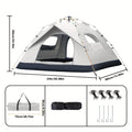 Automatic Pop-Up Camping Tent Portable Outdoor Shelter with 2 Doors & Windows – Instant Setup Lightweight Backpacking Tent for Beach, Hiking, RV, Travel, Sunshade Canopy Cloud Gray