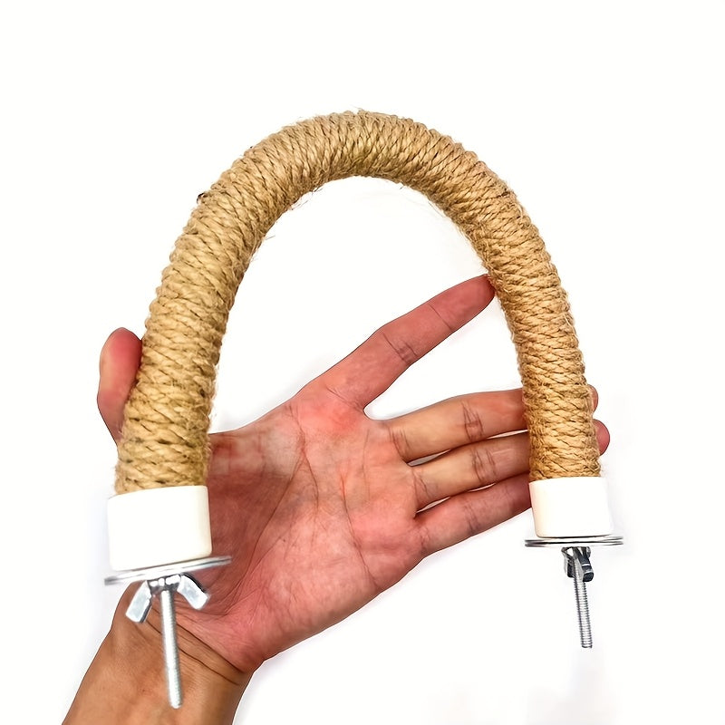 U-Shaped Sisal Rope Bird Perch for Bird Cage - Natural Rope Stand for Parrot Climbing Beak & Nail Grinding - Bird Cage Accessory for Parrots Parakeets Cockatiels Budgies Lovebirds Random Color