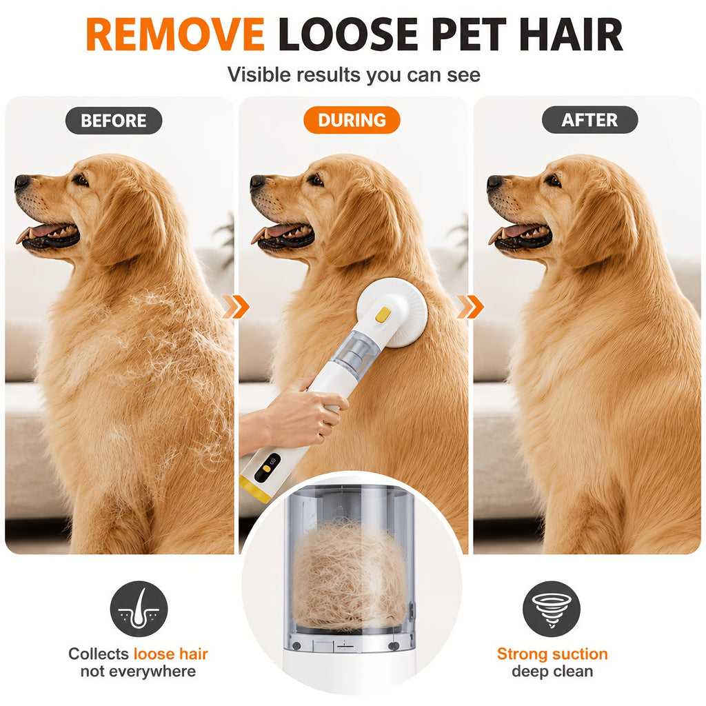 Cordless Pet Hair Vacuum for Dogs & Cats - Handheld Grooming Vacuum with Hair Collection Bin, Pet Hair Remover for Sofa, Bed, Carpet & Car - Shedding Control Tool, Great Christmas Gift for Pet Owners