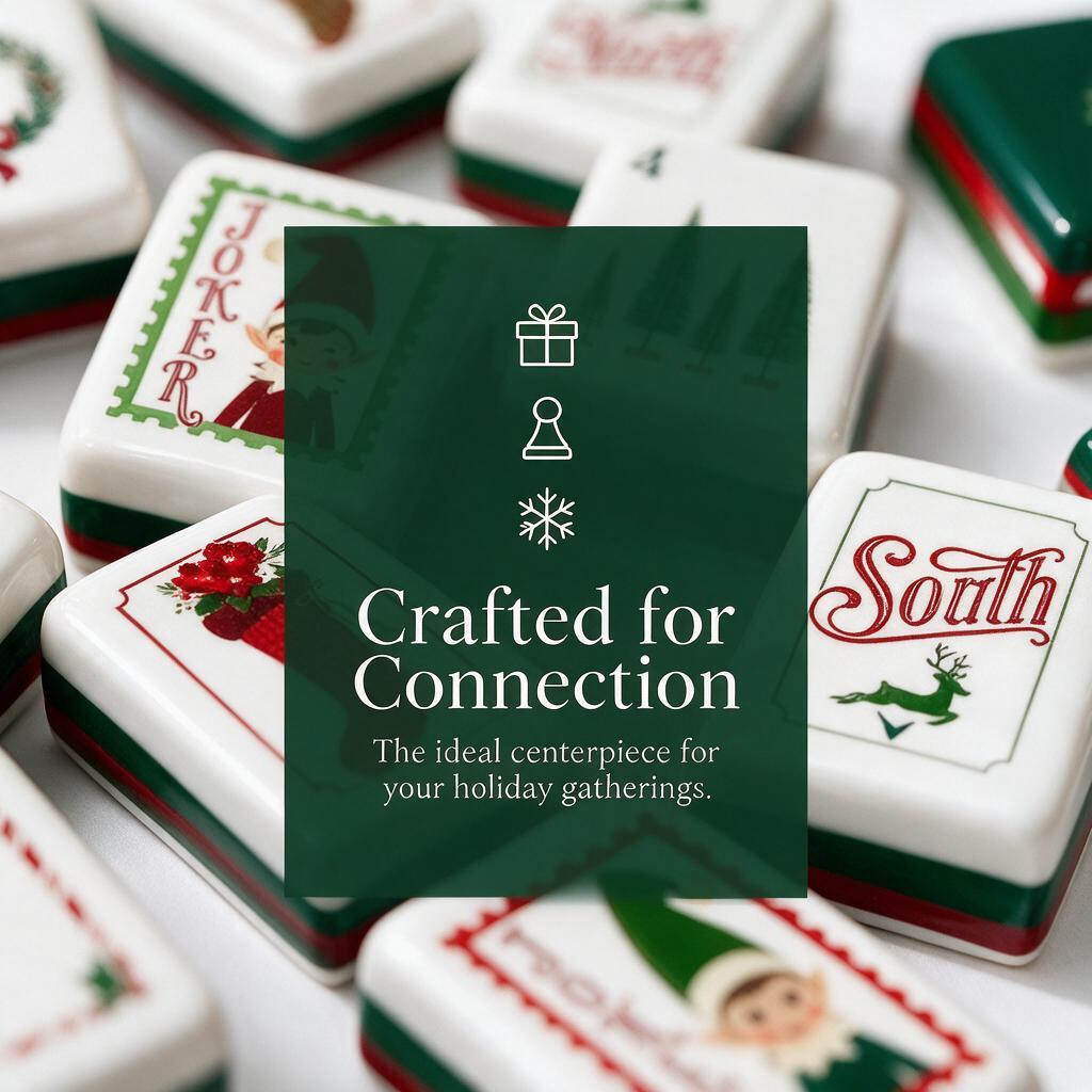 American Mahjong Set 160pcs Premium Acrylic Tiles with Holiday Festive Prints – Table Game for Christmas Party, Halloween, School Events & Social Gatherings