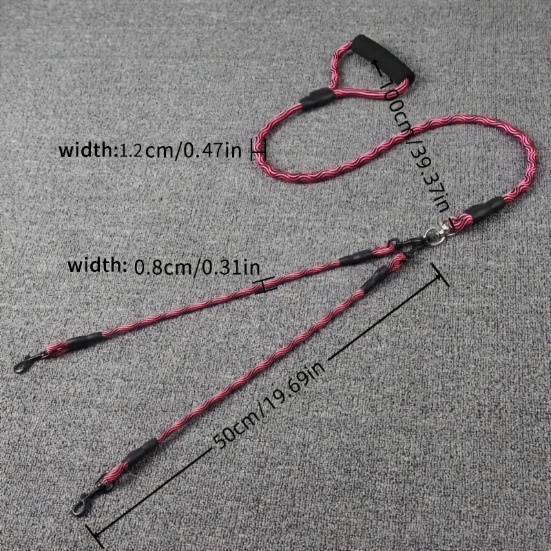 Dual Dog Leash with Wave Pattern – Detachable Tangle-Free Nylon Coupler Lead for Walking Two Dogs – No-Tangle Double Dog Leash for Small Medium Large Breeds Outdoor Walking & Training