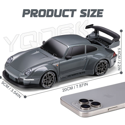 1:24 Scale RC Drift Racing Car 2.4G Remote Control - High Speed 20+ km/h with Drift Tires, LED Lights and Obstacle Course, Durable Rally RC Car for Kids Boys Teens and Adults, Birthday Christmas Gift
