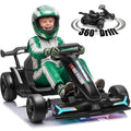 24V Electric Kids Go-Kart Drift Cart 360 Degree Drift Mode High Speed Racing with Soft Start Music Safety Belt Metal Frame Dual Brake for Boys Girls Ages 6 and Up Birthday Christmas Gift Black White Red Orange Silver