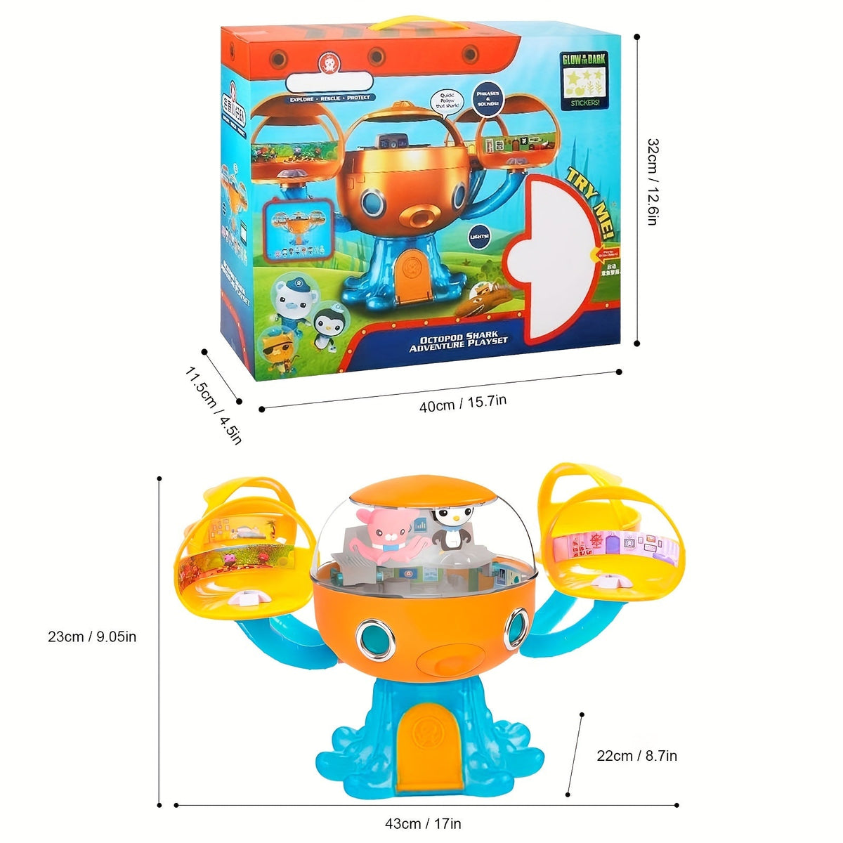 Octonauts Octopod Castle Adventure Playset - GUP Action Figure Set with 8 Dolls, Glow-in-the-Dark Stickers, Light & Sound Effects | Kids Imaginative Toy Gift for Birthday Christmas Holiday
