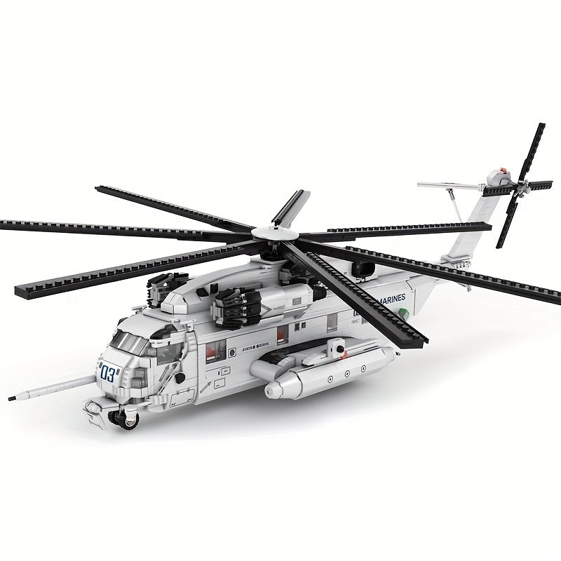 Helicopter Model Building Blocks Kit Advanced Collectible Military Aircraft Toy for Adults Teens 14+ ABS Bricks Assembly Set Home Office Display STEM Gift