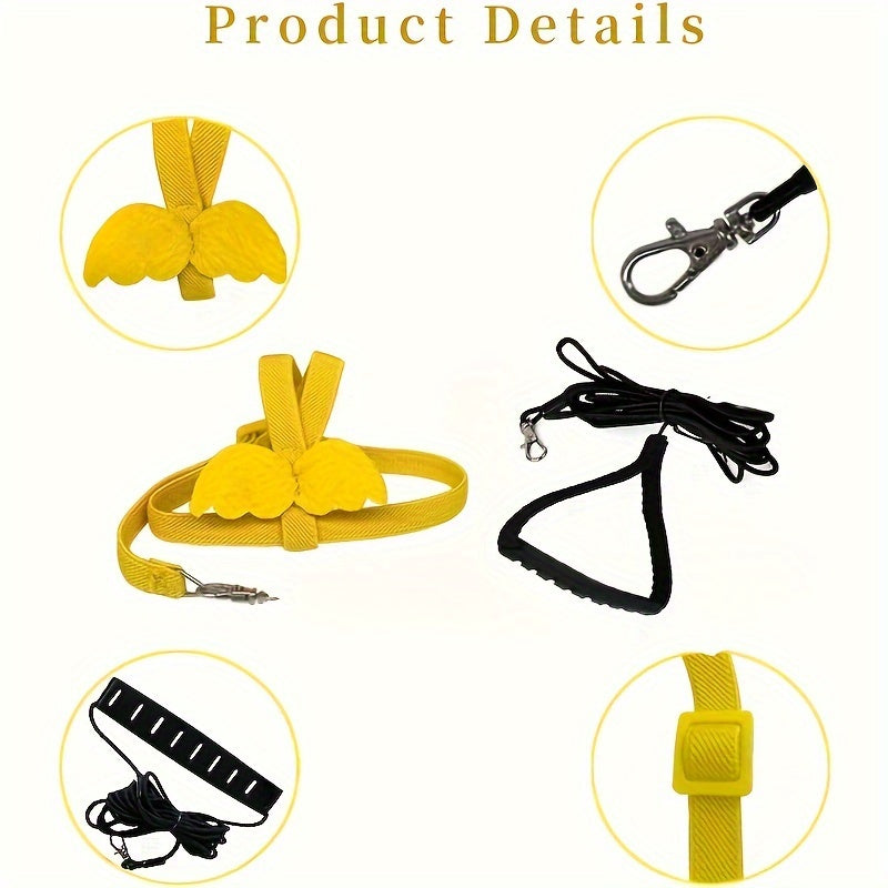 Adjustable Bird Harness & Leash for Parrots - Escape-Proof Soft Training Strap for Conures, Cockatiels, Lovebirds, Budgies & Small Parrots - 2M Long, Outdoor Walking Bird Leash, Pink & Blue