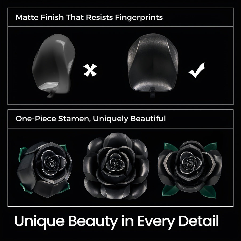Gothic Black Rose 3D Building Brick Set 152 Pieces Artificial Flower Bouquet Display Model Kit Three Black Roses Unique Gift for Adults Teens Valentine Birthday Halloween Christmas
