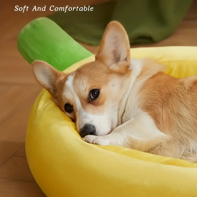 Banana Boat Pet Bed Washable Warm Cozy Nest for Cats and Dogs Cute Banana Shape Removable Machine Washable Sizes M L XL 2XL for Small and Medium Pets