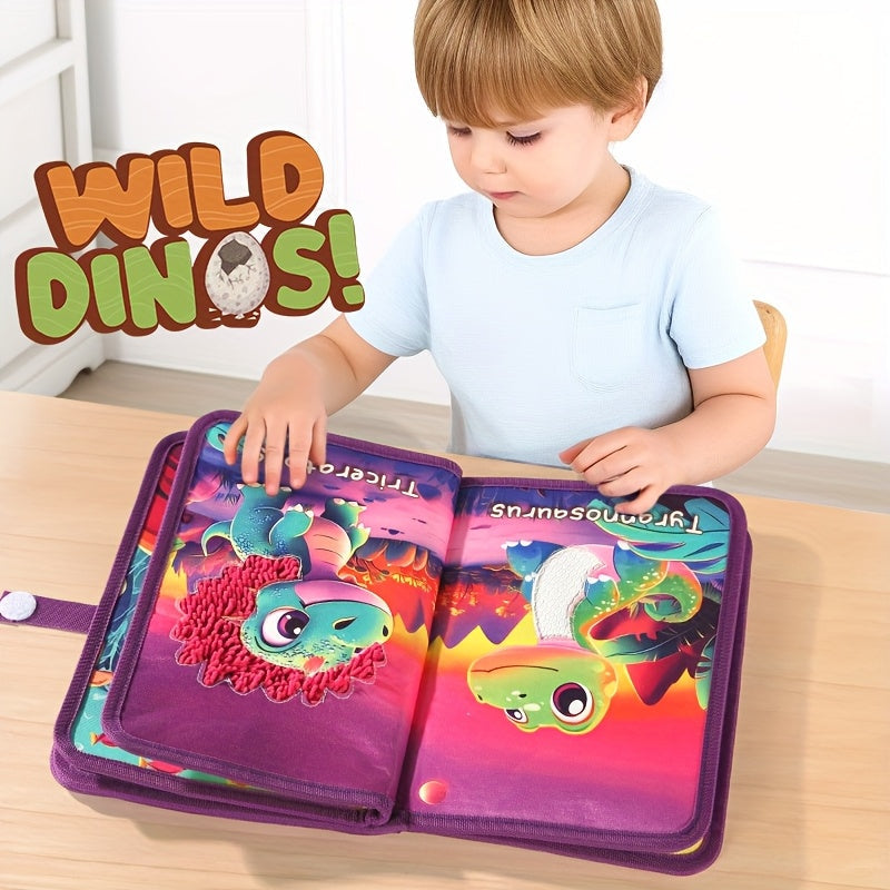 Animal Touch & Feel Book for Toddlers – Interactive Tactile Sensory Learning Book with Rip-Resistant Polyester Pages – Wildlife, Dinosaurs & Farm Animals – Cognitive Development Gift for Babies & Preschool Kids Ages 0-3