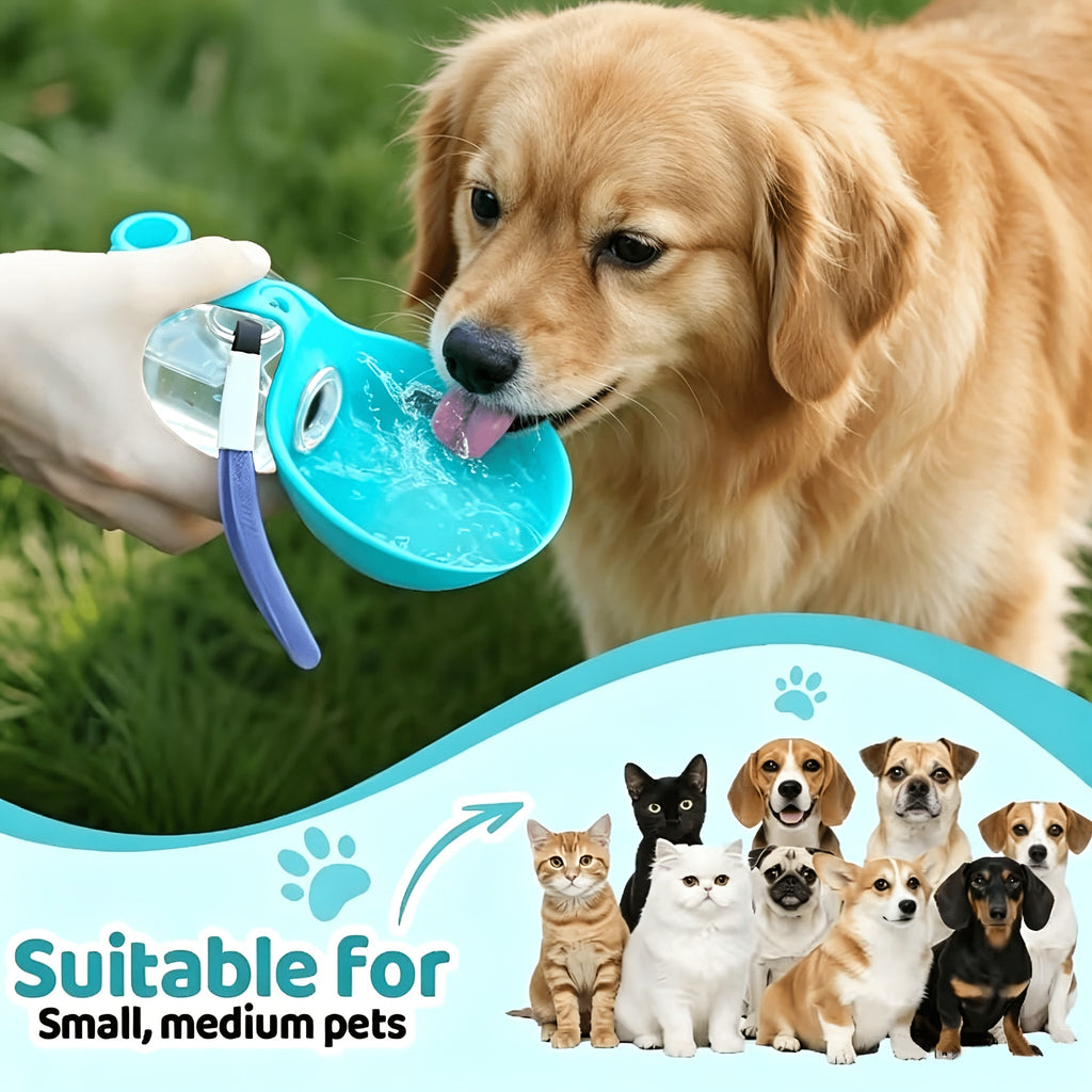Portable Pet Water Bottle with Anti-Drop Lanyard – Leak-Proof Spherical Transparent Travel Drinking Bottle for Dogs & Cats, Aesthetic Sea Salt Blue Design, Lightweight Outdoor Hydration Accessory