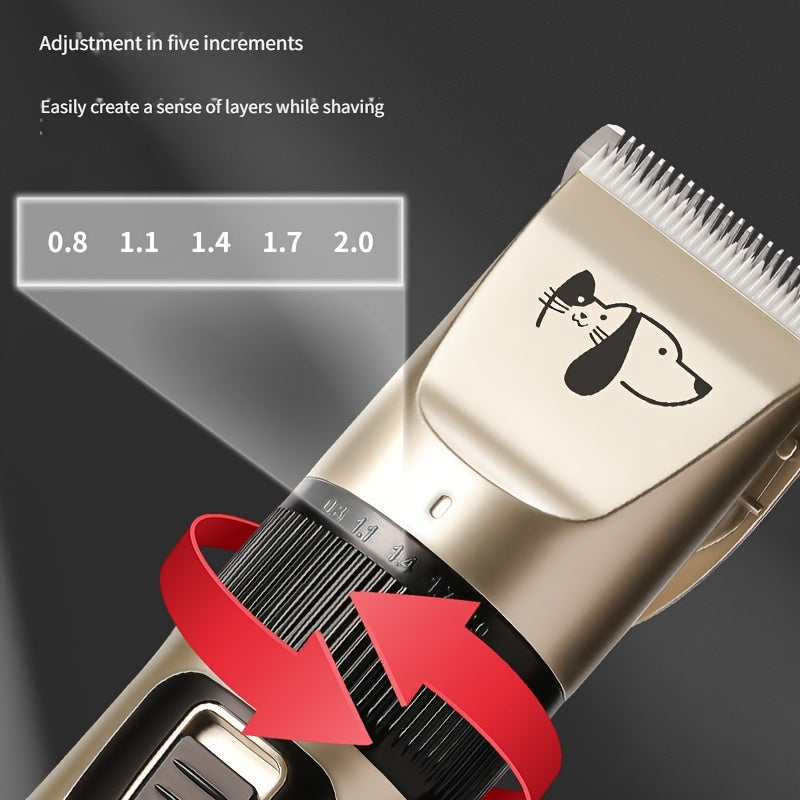 Professional High-Power Pet Grooming Clipper Heavy-Duty Electric Dog Cat Hair Trimmer for Large Breeds Teddy Poodle Salon Use Low Noise Corded Clipper Golden