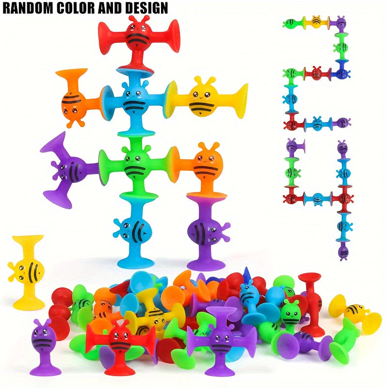 25pcs Little Bee Sensory Building Blocks Warm Water Shape Recovery Toy Brightly Colored Squeeze Deform & Restore Fidget Toy for Kids Ages 3+ Travel Party Favor Christmas Halloween Easter Gift