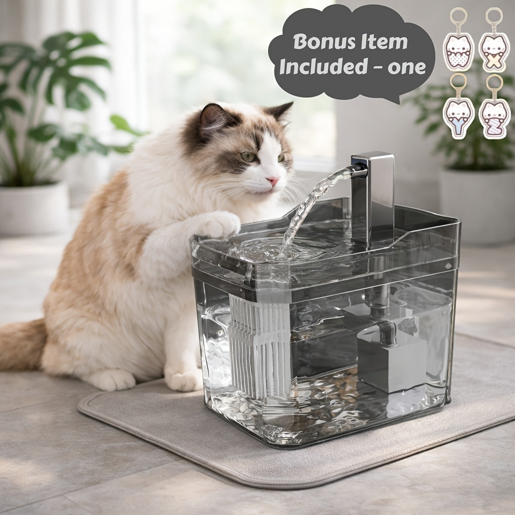 Ultra-Quiet USB Pet Water Fountain – Automatic Circulating Fresh Water for Cats & Dogs, 4-Stage Filtration, Visible Water Level Window, No Battery Needed, Home & Travel