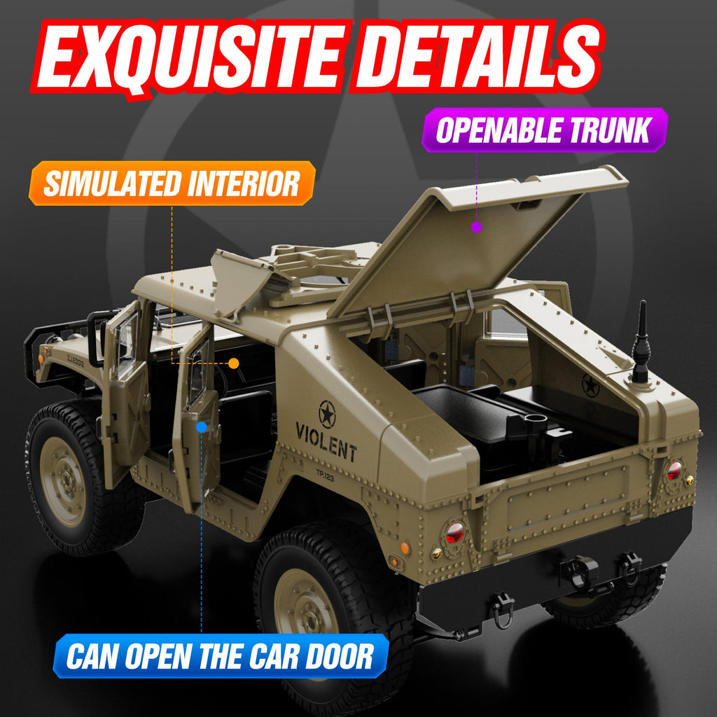 Huge RC SUV Military Vehicle 4WD 4x4 Off-Road Truck with Rechargeable Batteries – Proportional Remote Control Car for All Terrain, Christmas Gift for Boys & Youth