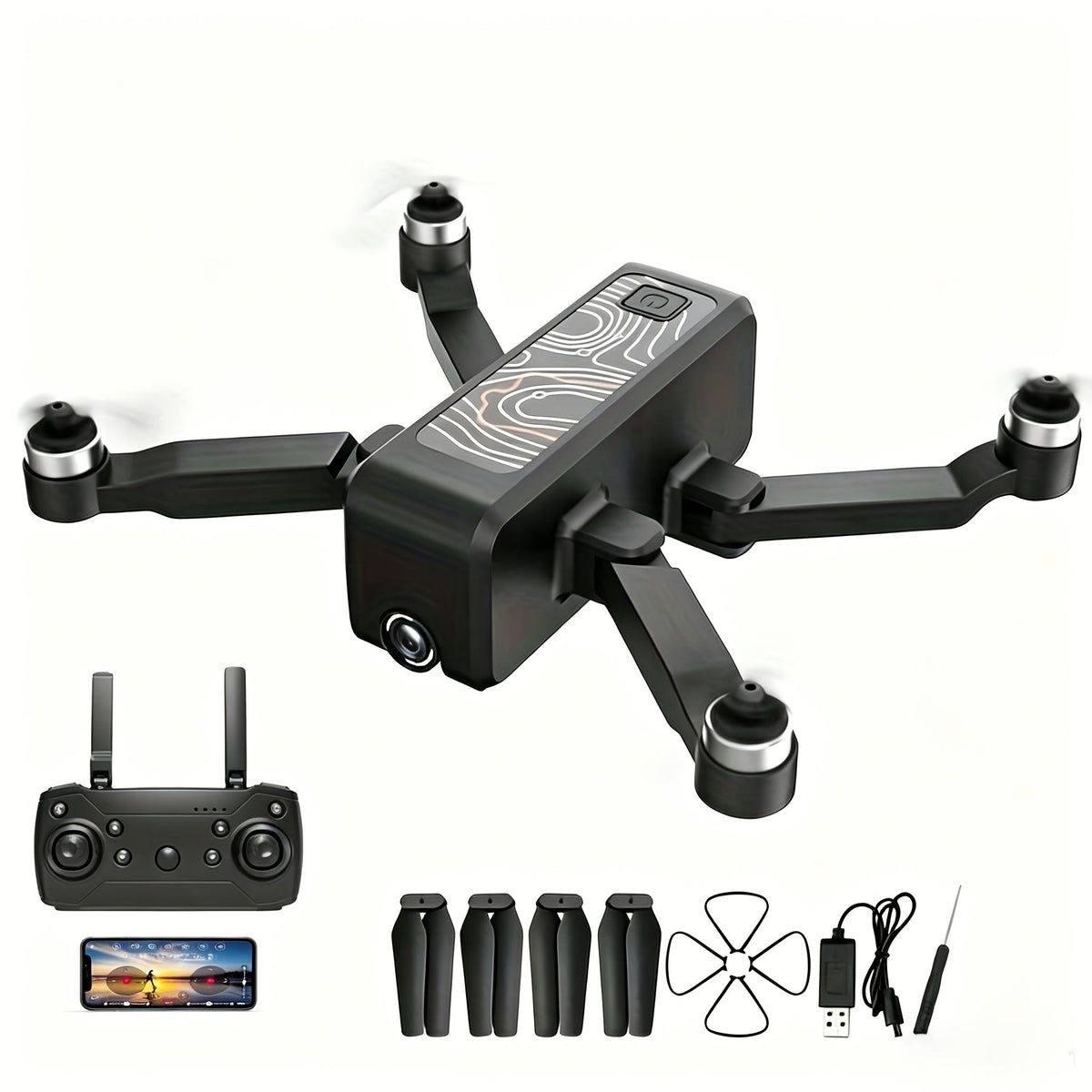 H5 Mini Drone with 4K HD Camera Brushless Motor Anti-Shake Gimbal 3 Batteries Carrying Case One-Button Takeoff Obstacle Avoidance Orbit Flight Windproof Stable RC Drone for Adults Beginners