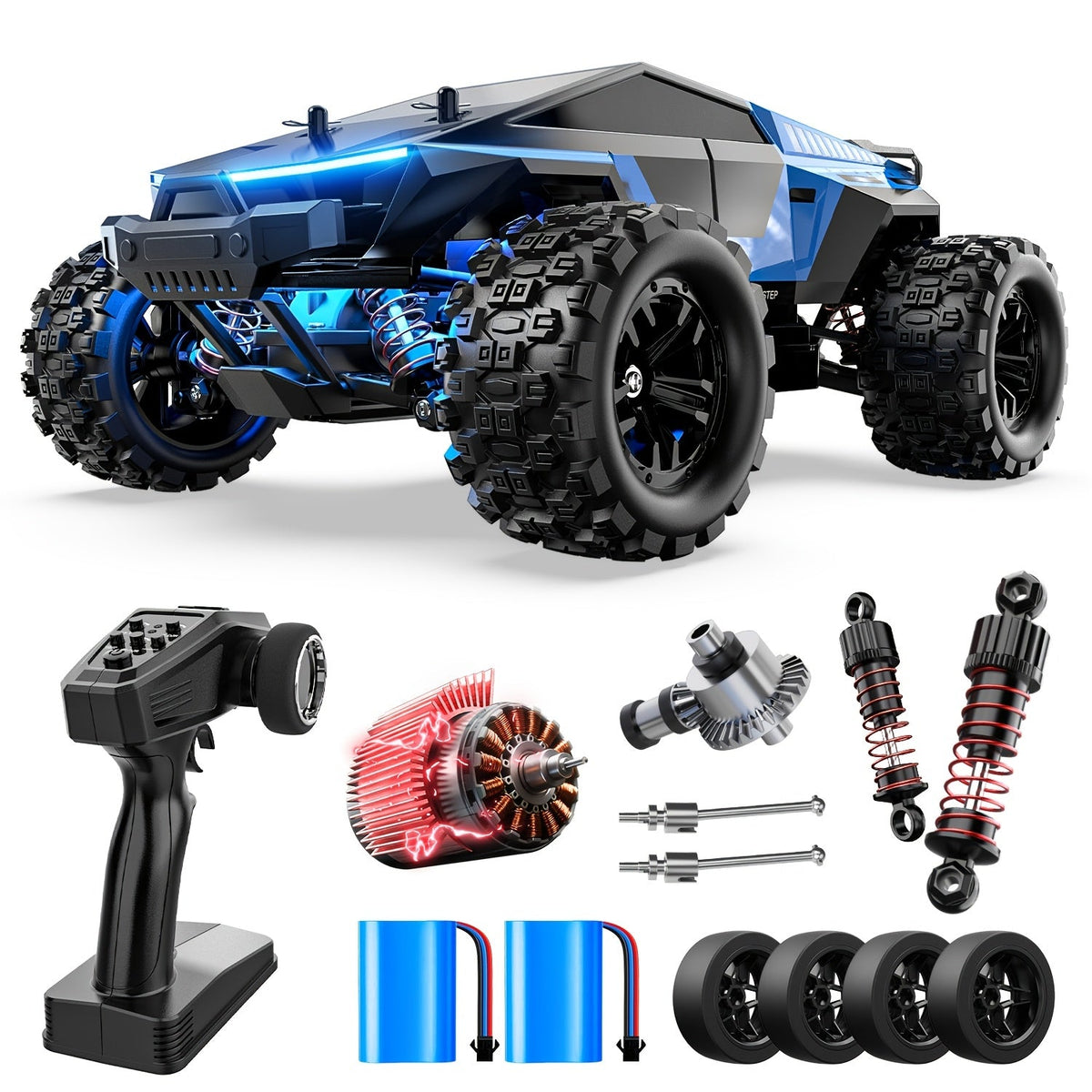 DEERC 1/18 Scale High Speed Drift RC Car 42KM/H All-Terrain Remote Control Truck – Metal Dog Bones, Dual Tires (Drift + Off-Road), 2.4GHz, 2 x 1500mAh Batteries, 380 Brushed Motor for Collectors & Hobbyists