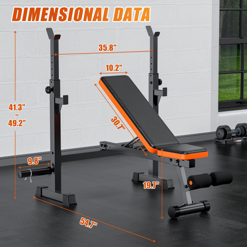 Foldable 6-in-1 Adjustable Weight Bench for Home Gym – 770 LBS Capacity, Flat Incline Decline, Resistance Bands, Preacher Curl Pad & Leg Developer, Full Body Strength Training Equipment