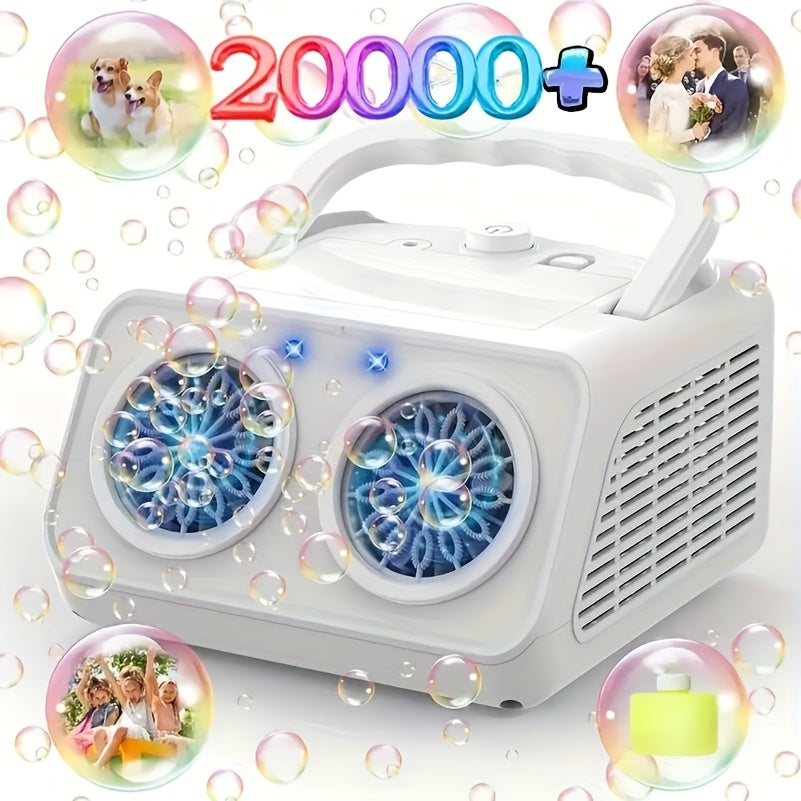 Automatic Bubble Machine 2 Fans 20000+ Bubbles Per Minute Electric Bubble Blower for Kids Toddlers Battery Operated Includes Bubble Solution Outdoor Toy Birthday Party Gift