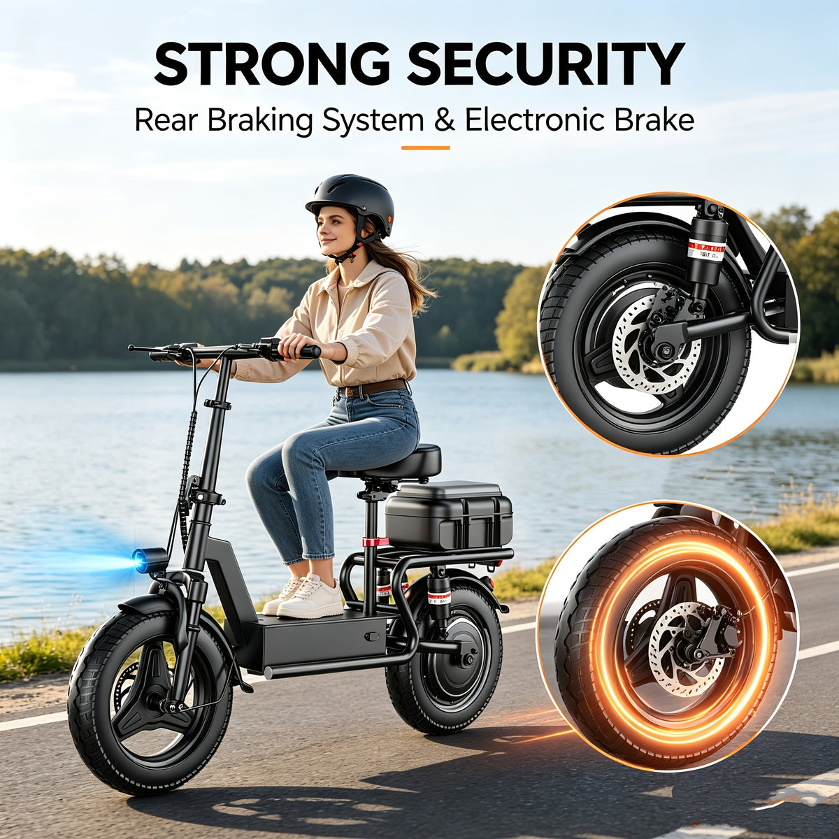 749W 48V Electric Scooter for Adults 25 MPH 28-Mile Range – 14" Fat Tire Commuter E-Scooter with 15Ah Battery, Cargo Box & Storage Basket, Dual Brakes & Suspension, City & Off-Road Riding (SYLVIA GT10/GT11)