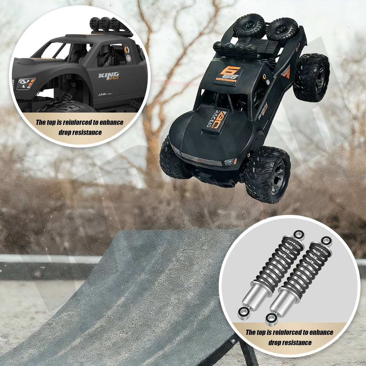 4x4 RC Off-Road Truck 1:12 Scale 60KM/H High Speed Remote Control Monster Truck All-Wheel Drive All-Terrain RC Car with Rechargeable Battery for Kids Boys Girls Age 6+