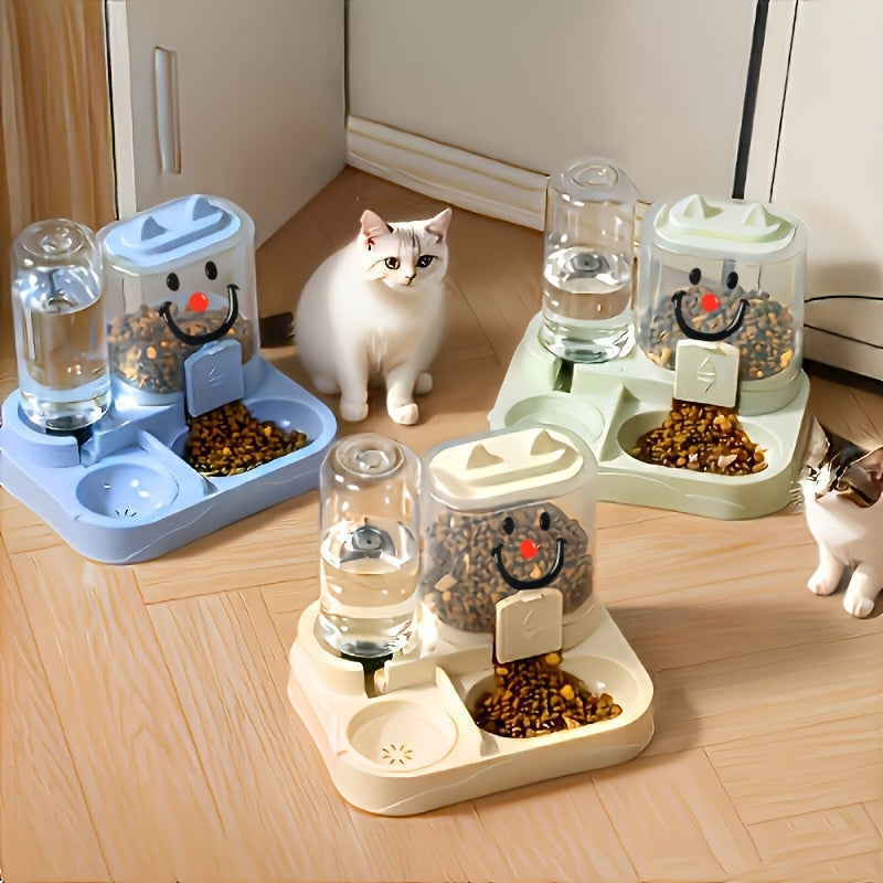 2-in-1 Automatic Cat Feeder & Water Dispenser – Dopamine Color Design, Dry & Wet Separation, Transparent BPA-Free Plastic, No Battery Needed – Indoor Pet Food & Hydration Station for Cats & Dogs