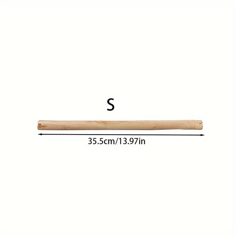 Natural Wood Parrot Perch Bar for Bird Cage - Solid Wood Standing Pole with Slotted Ends for Chewing & Nail Grinding - Bird Cage Accessory for Parrots Cockatiels Conures Budgies Lovebirds 35.5cm