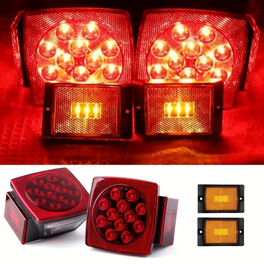 12V LED Trailer Light Kit with Wiring Harness – Submersible Waterproof Utility Trailer Lights for Boat RV Truck, Complete Kit for Trailers Under 80 Inch, Corrosion Resistant