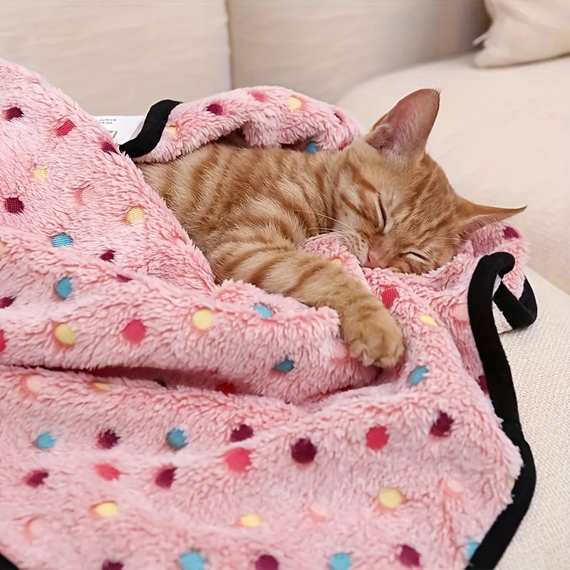 Ultra-Soft Pet Blanket for Dogs and Cats - Warm Cozy Polka Dot Pattern Fleece Blanket with Black Border for Puppy Kitten Small Medium Large Pets, 3 Colors & 3 Sizes S M L