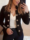 Women's Double-Breasted Cardigan Jacket – Cuffed Long Sleeve Solid Color Blazer-Style Coat for Spring, Fall & All-Season Wear