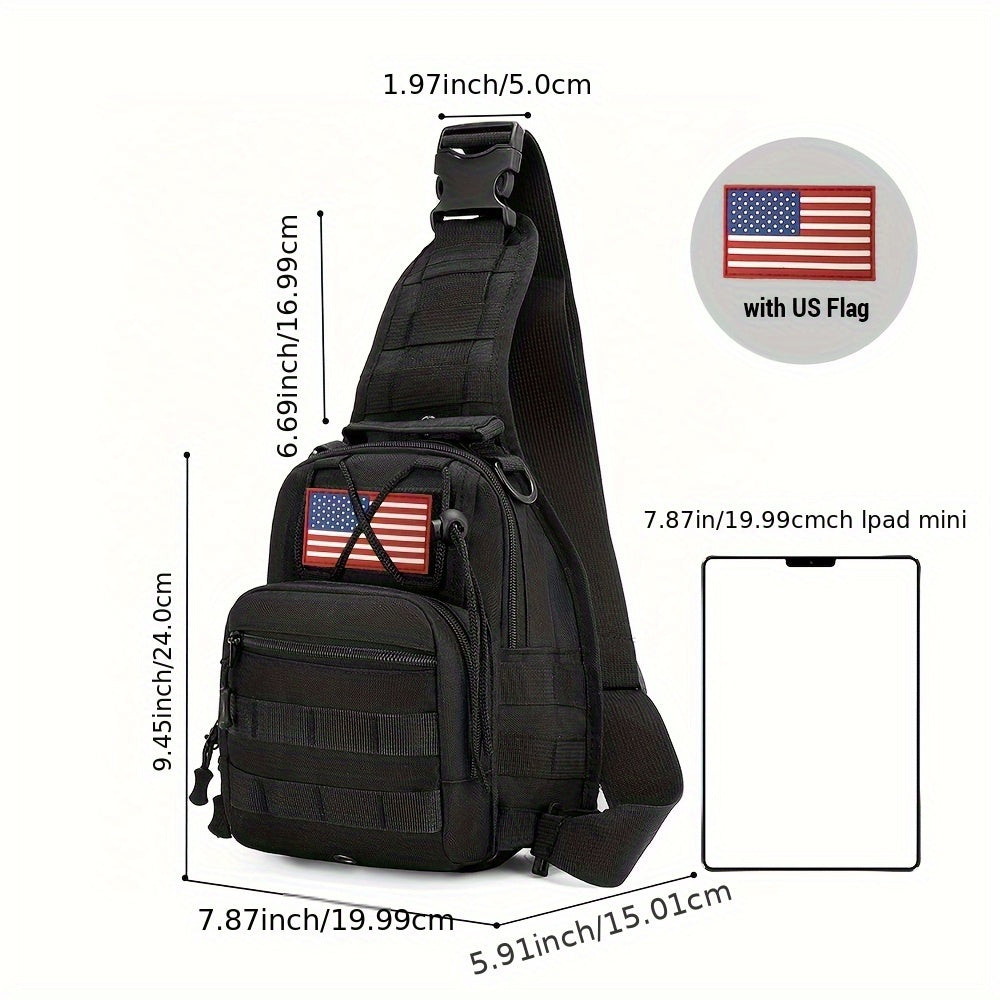 Tactical Sling Backpack – Lightweight Crossbody Daypack for Cycling, Hiking, Travel & Daily Use, Multiple Colors with Flag Patch Option