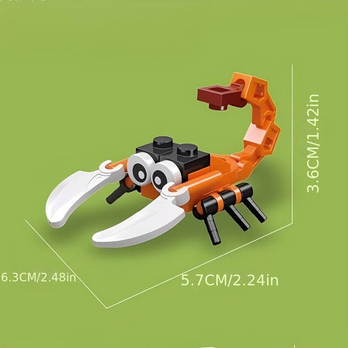 12-Type Mini Animal & Insect Building Blocks Set for Kids - Small Particle Interlocking Bricks with DIY Assembly Animal Models, STEM Construction Toy, Birthday Party Gift & Classroom Activity