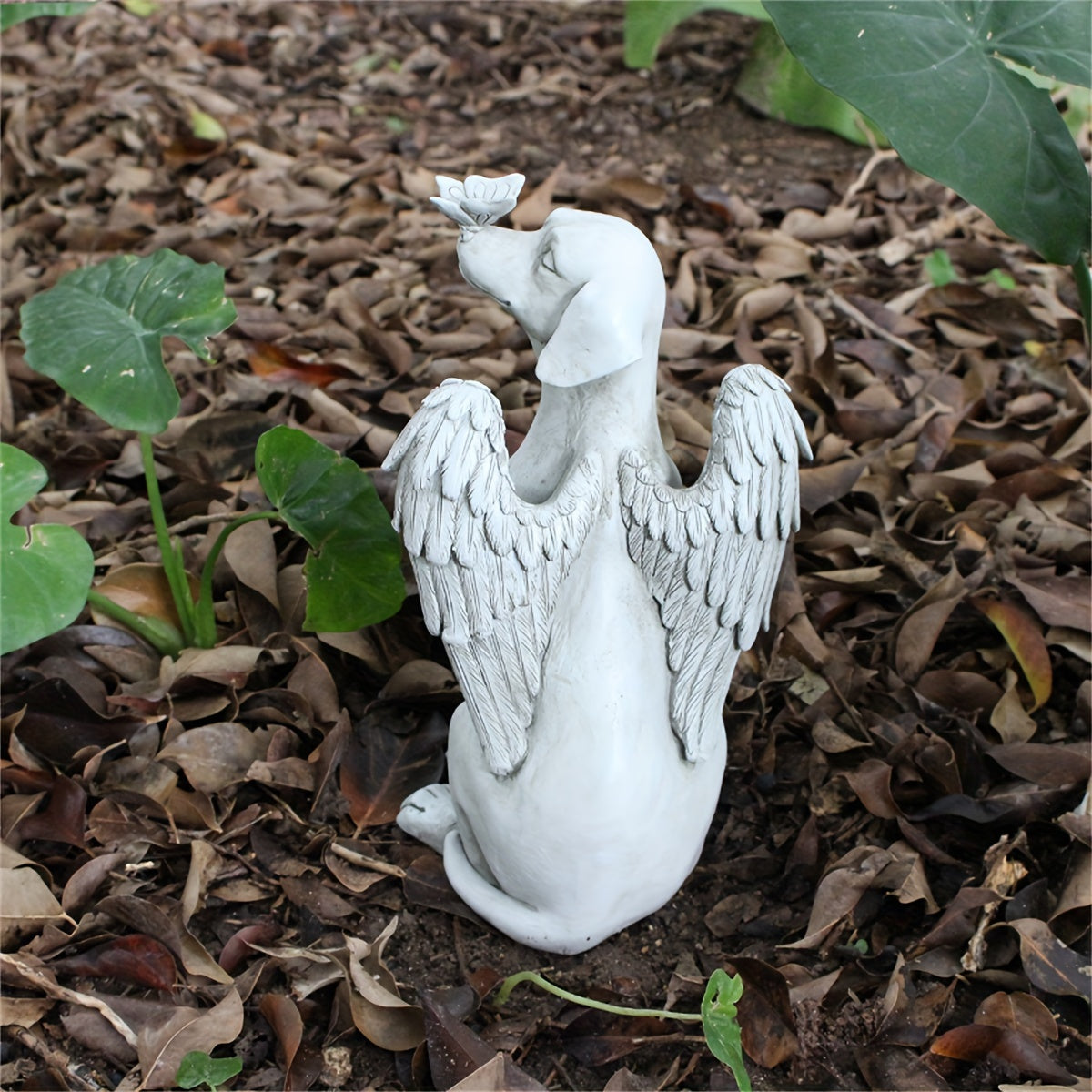 Resin Angel Dog Memorial Statue – Pet Tombstone Garden Sculpture with Salute Pose, Outdoor Lawn & Desktop Dog Cemetery Marker, Heartfelt Gift for Dog Lovers