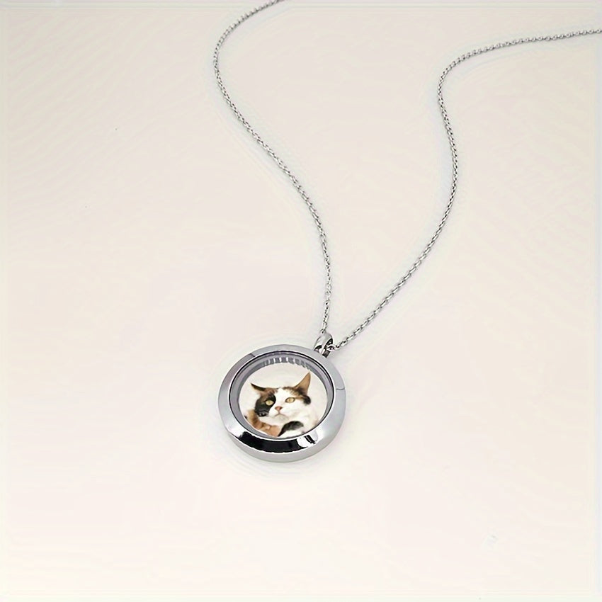 Custom Pet Fur Keepsake Necklace with Photo - Personalized Dog & Cat Hair or Teeth Memorial Storage Pendant, Unique Pet Loss Gift & Personalized Pet Jewelry (Silver, Rose Gold, or Black)