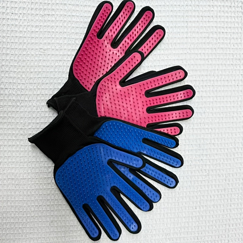 Pet Grooming Gloves 2 Pairs (4 Pieces) – Massage & Deshedding Hair Removal Glove Brush for Dogs and Cats, Gentle Rubber Bristle Pet Shedding Mitt for Short & Long Hair, Bathing & Grooming Tool
