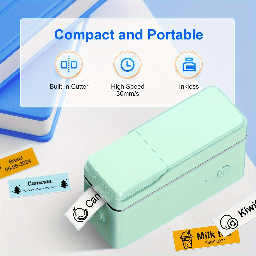 P31S Portable Label Maker Machine with Tape – Mini Bluetooth Thermal Printer, Inkless Sticker Maker with App Templates, Multiple Colors (White, Pink, Green), Home Office School Organization