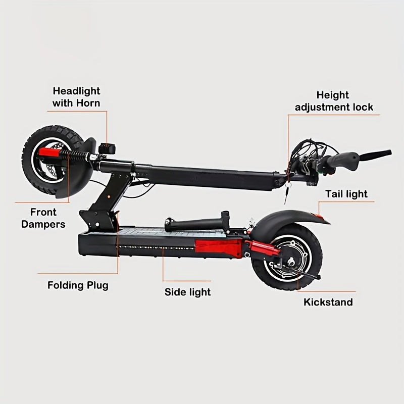 Heavy Duty Off-Road Electric Scooter for Adults 300 Lbs – 25-30 MPH, 30-40 Mile Long Range, 10 Inch Tires, Foldable E-Scooter for Men, Dual Brake System
