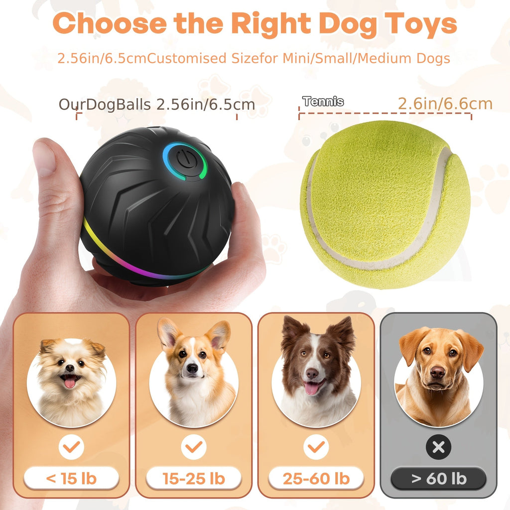 Smart Auto-Bouncing Interactive Dog Ball - Automatic Jumping & Rolling Electronic Toy Ball for Dogs, USB Rechargeable, Durable for All Breeds, Self-Moving Pet Play Ball for Indoor & Outdoor Exercise