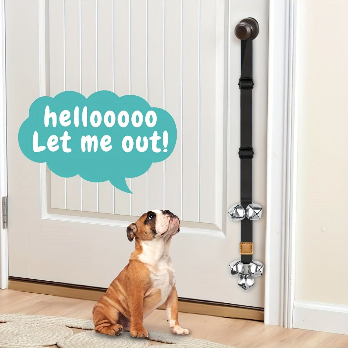 Dog Potty Training Bells for Door – Adjustable Height Doorbell for Dogs to Go Outside, No Battery Needed, Durable Pet Door Bell for Housetraining Puppies & Dogs, Single or Double Pack, Multiple Colors