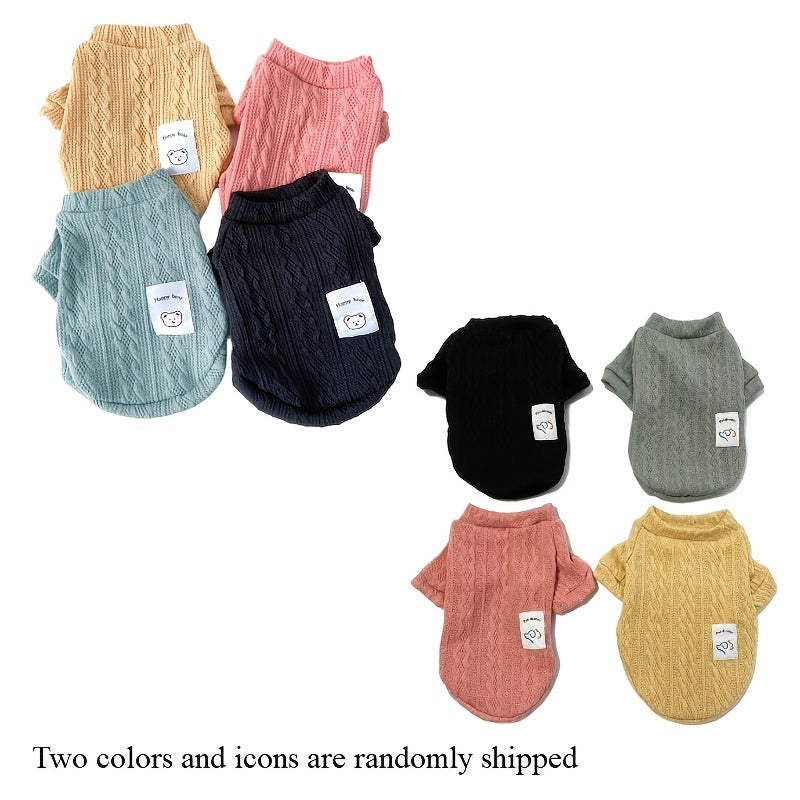 Pet Sweater Set 4Pcs for Dogs & Cats - Autumn Winter Warm Knit Sweaters XS-XL, Mixed Colors Puppy Cat Clothes Bundle, Small Dog Outfit Holiday Gift
