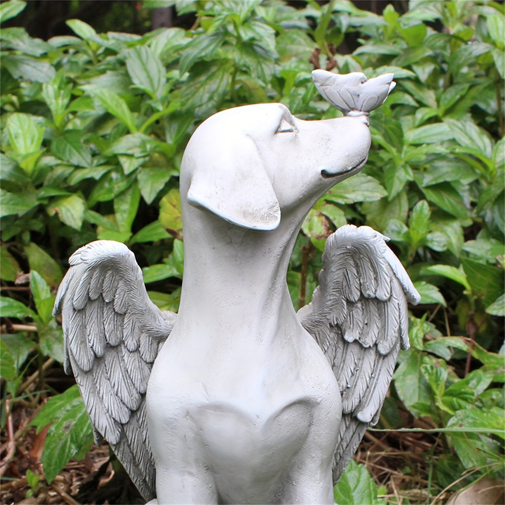 Resin Angel Dog Memorial Statue – Pet Tombstone Garden Sculpture with Salute Pose, Outdoor Lawn & Desktop Dog Cemetery Marker, Heartfelt Gift for Dog Lovers