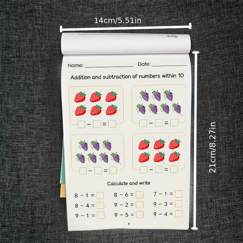 Kids Math Workbook for Preschool & Kindergarten – 64-Page Addition & Subtraction Practice, Number Tracing Handwriting Copybook, Ages 3-6 Early Learning