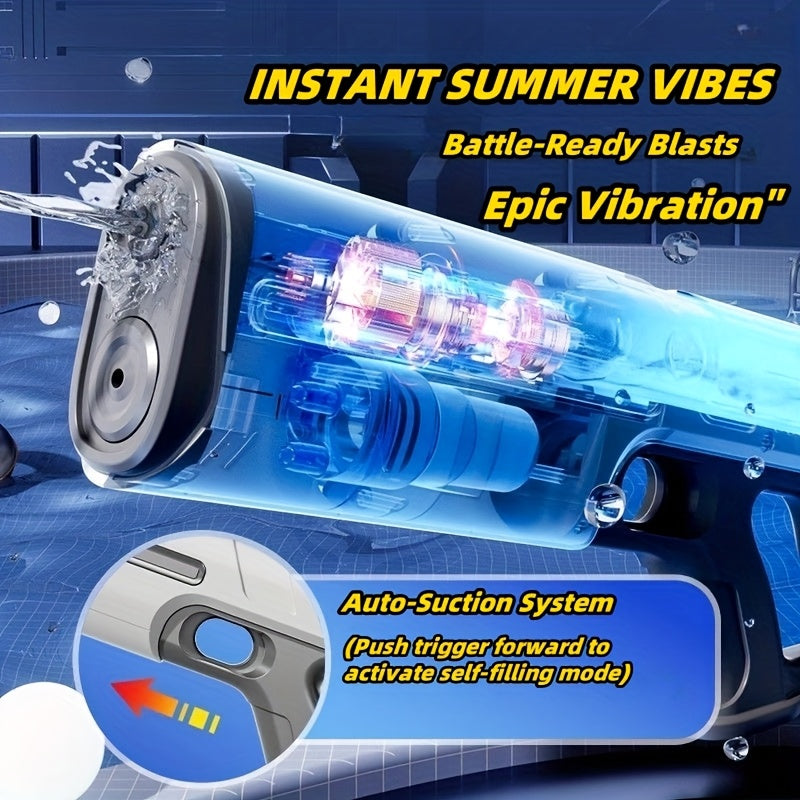Electric Water Gun Auto-Fill with LED Pulse Light – 40ft Long Range Rapid-Fire Squirt Gun, USB Rechargeable 240-Shot Tank, Water Blaster for Kids & Adults, Pool Beach Backyard Summer Fun