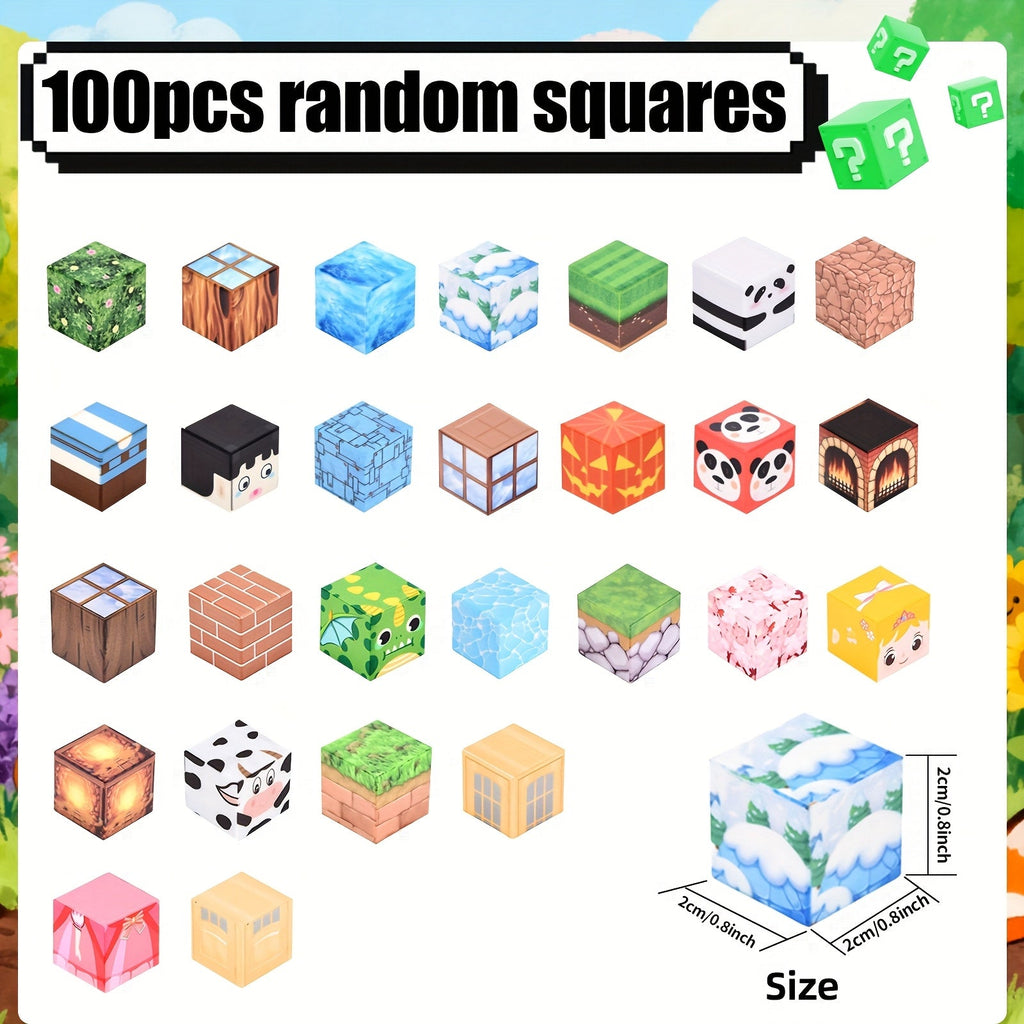 100pcs Magnetic Building Blocks Set Creative Cube Tiles STEM Construction Toy for Kids Boys Girls Colorful Magnet Building Kit Birthday Christmas Halloween Winter Gift Ages 6+