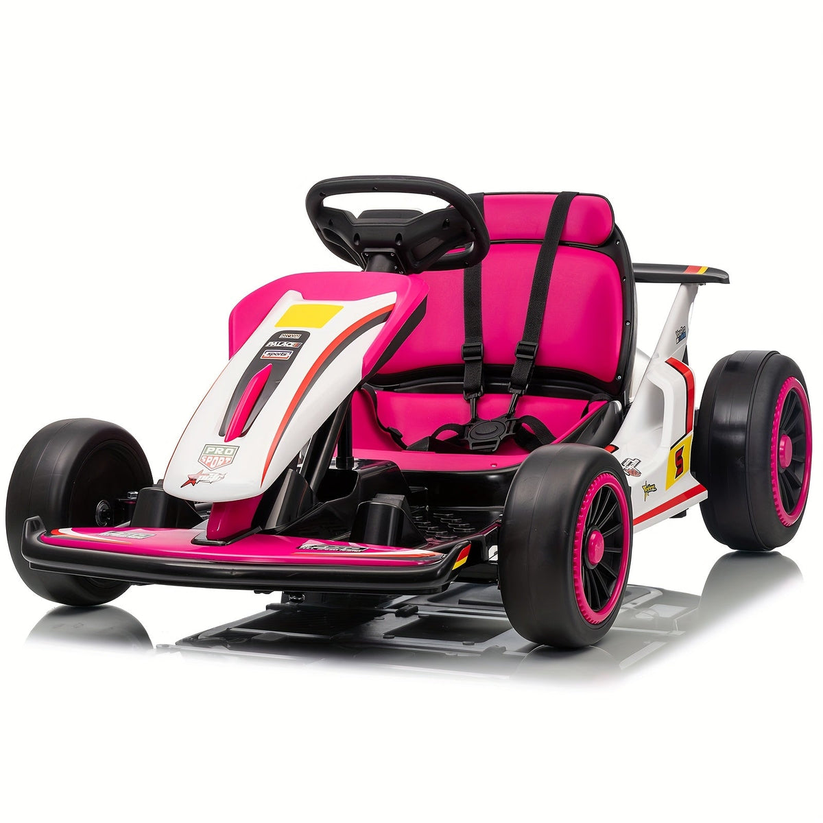MUKIDY 24V Electric Go-Kart for Kids - 250W Drift Cart for Ages 6-12, All-Terrain EVA Wheels, 5-Point Safety Belt, Soft Start, Music & Horn, Battery Powered Outdoor Ride-On Toy | Best Gift for Boys Girls